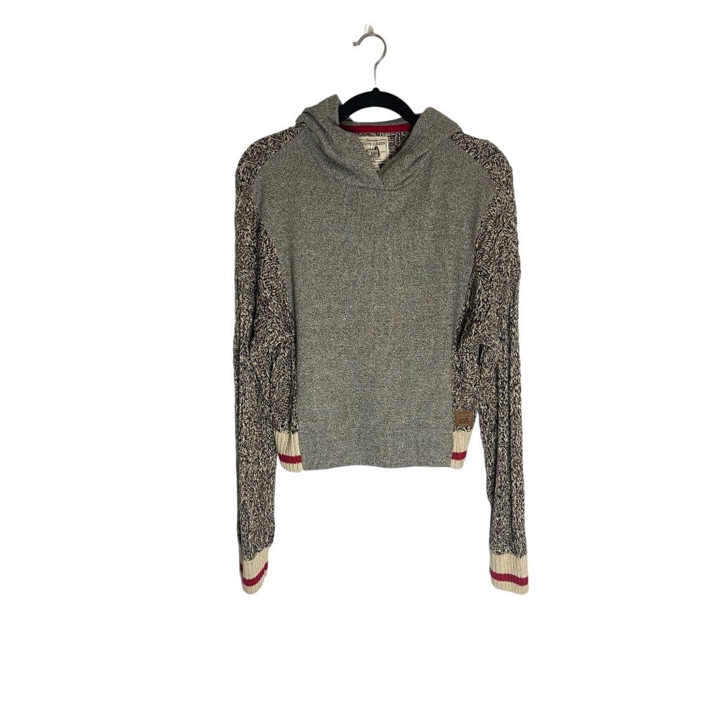 Roots Cabin Cable Knit Hoodie Sweater-sz Medium
